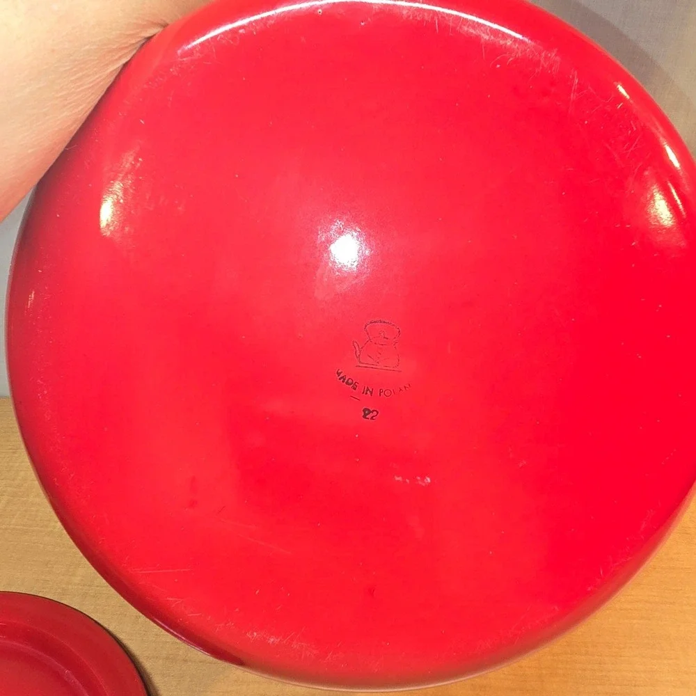 Vintage Enamelware Made in Poland Large‎ Red 7